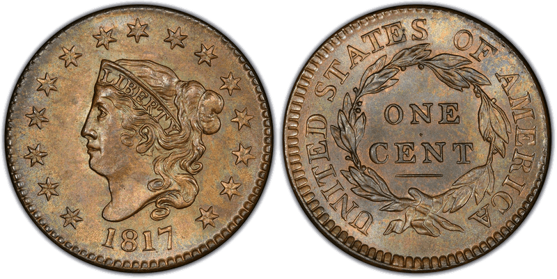1817 Matron Head Coronet Head Cent - 15 Stars