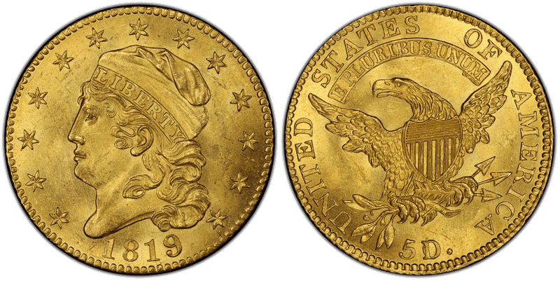 1819 Capped Head to Left Half Eagle