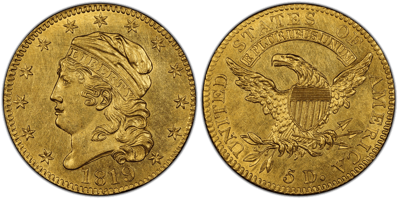 1819 Capped Head to Left Half Eagle