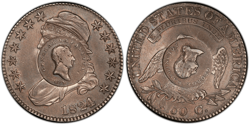 1824 GW-112-C1 Washington-Lafayette on 1824 Half Dollar
