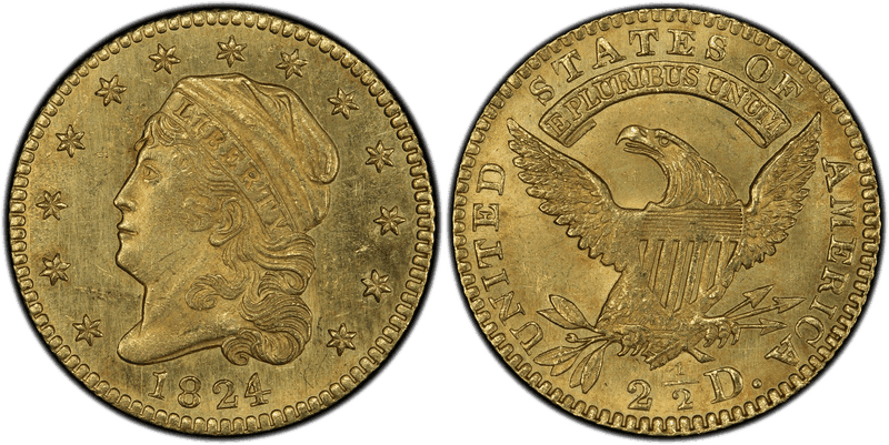 1824 Capped Head to Left Quarter Eagle