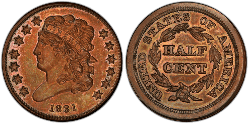 1831 Proof Classic Head Half Cent - 2nd Res, Rev Style of 1840
