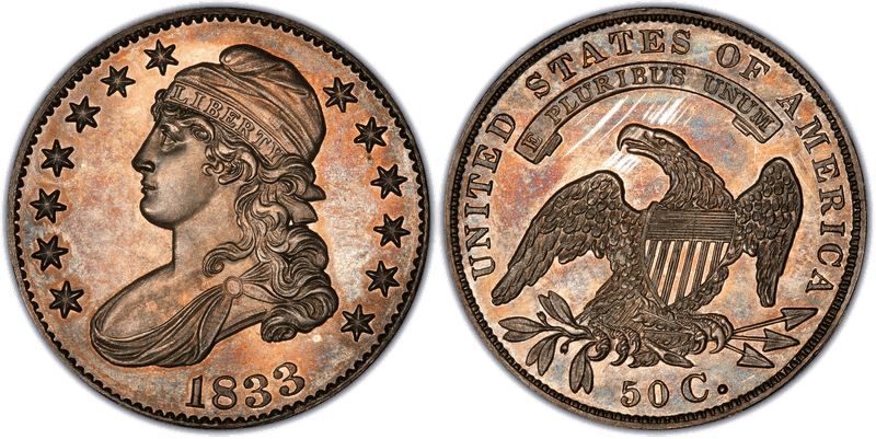 1833 Proof Capped Bust Half Dollar - Crushed Lettered Edge