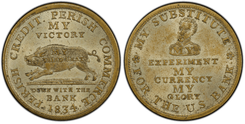 (1834) Silvered Brass Token HT-10A, Running Boar