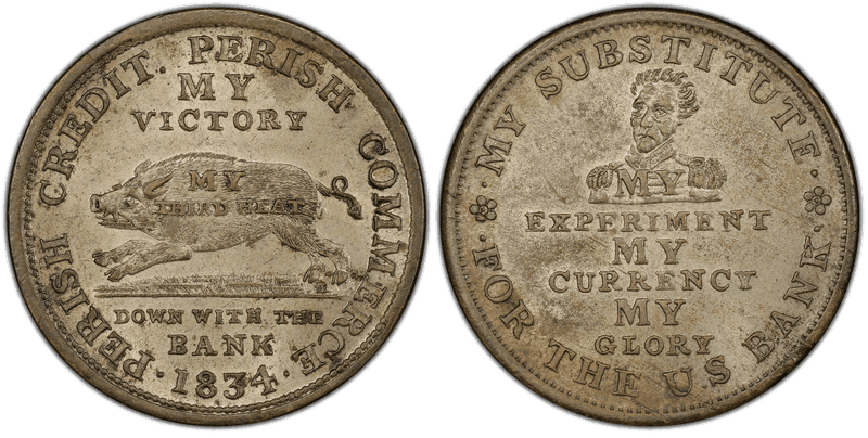 (1834) Silvered Brass Token HT-12A, Running Boar
