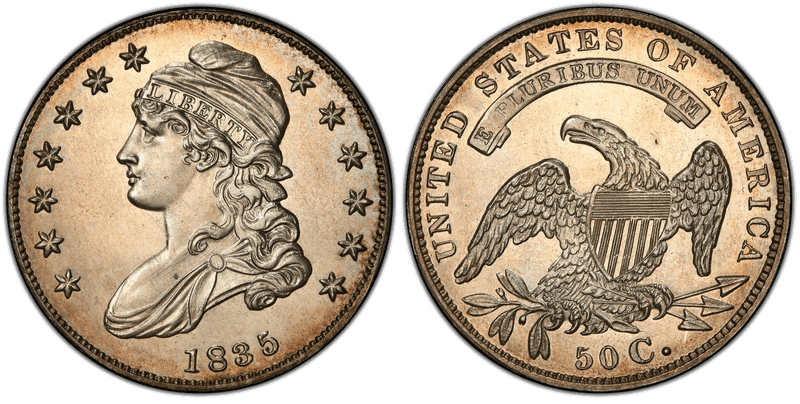 1835 Proof Capped Bust Half Dollar - Crushed Lettered Edge