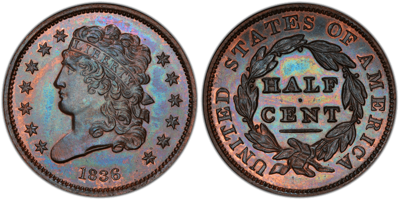 1836 Classic Head Half Cent