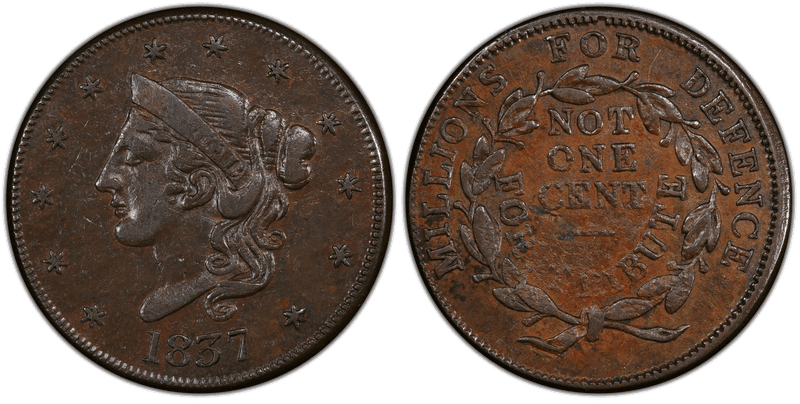 (1837) Copper Token HT-37, Liberty - Not One Cent