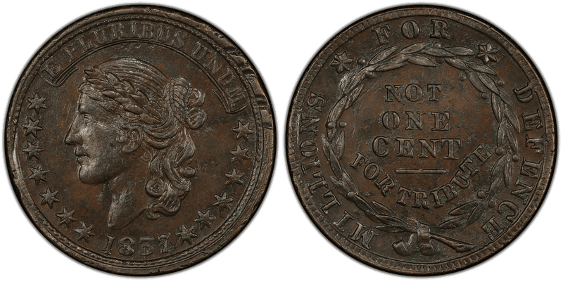 (1837) Copper Token HT-41, Liberty - Not One Cent