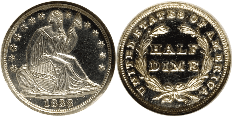 1838 Proof Seated Liberty Half Dime