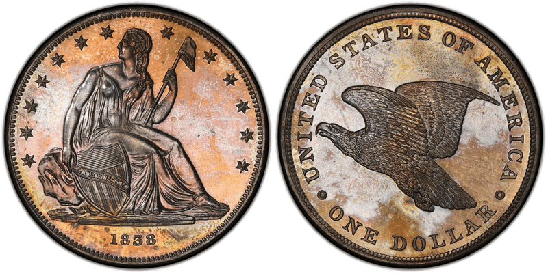 1838 Proof Dollar Pattern - J-85, Restrike
