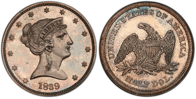 1839 Proof Half Dollar Pattern - J-95, Restrike