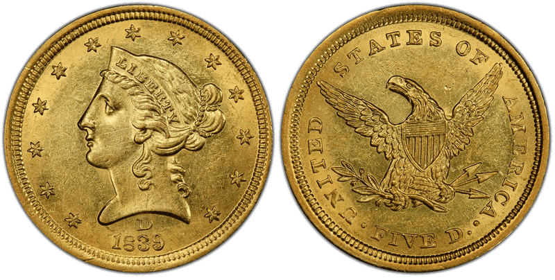 1839 (D) Liberty Head Half Eagle