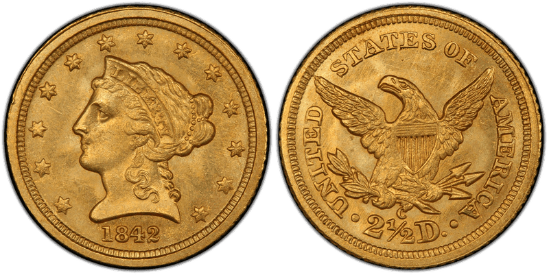 1842 Liberty Head Quarter Eagle