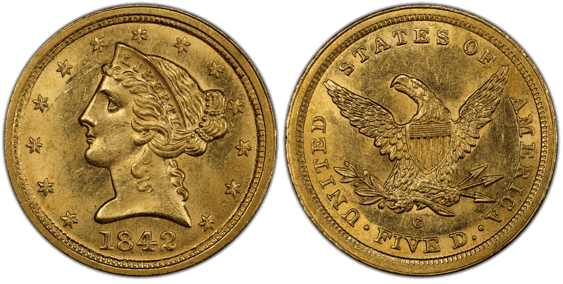 1842 Liberty Head Half Eagle