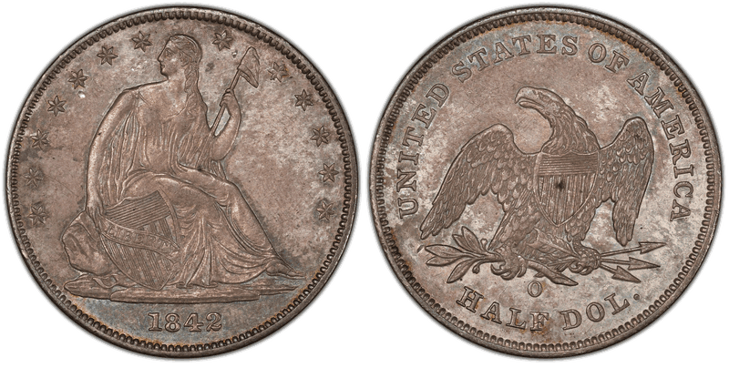 1842 (O) Seated Liberty Half Dollar - Small Date, Rev. of 1839