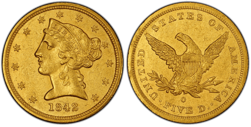 1842 (O) Liberty Head Half Eagle