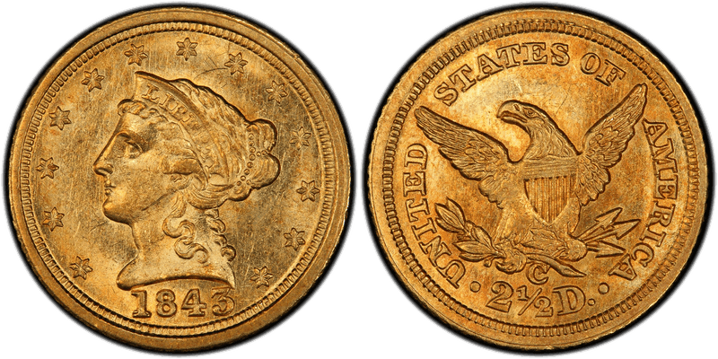1843 Liberty Head Quarter Eagle