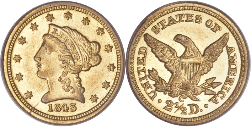 1843 (C) Liberty Head Quarter Eagle - Small Date