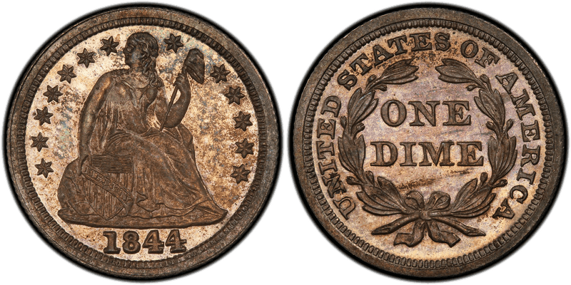 1844 Seated Liberty Dime