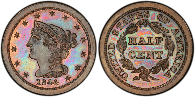 1844 Braided Hair Half Cent