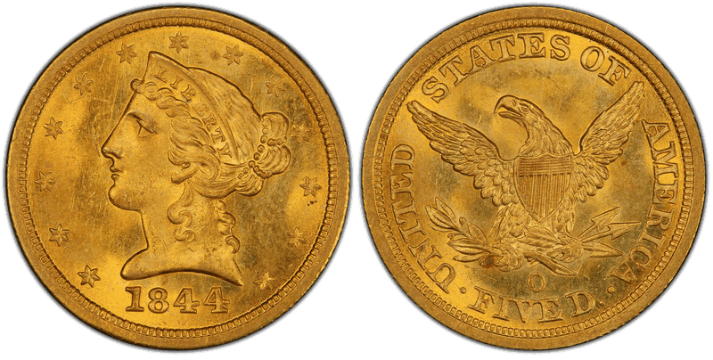 1844 (O) Liberty Head Half Eagle