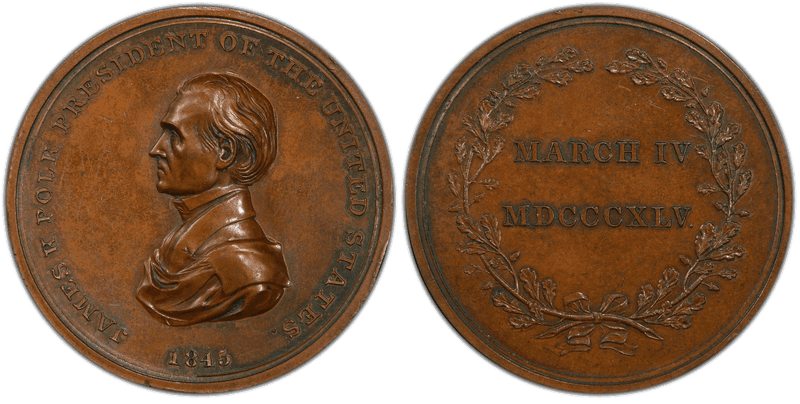 1845 Bronze Medal J-PR-9, James K. Polk Inauguration