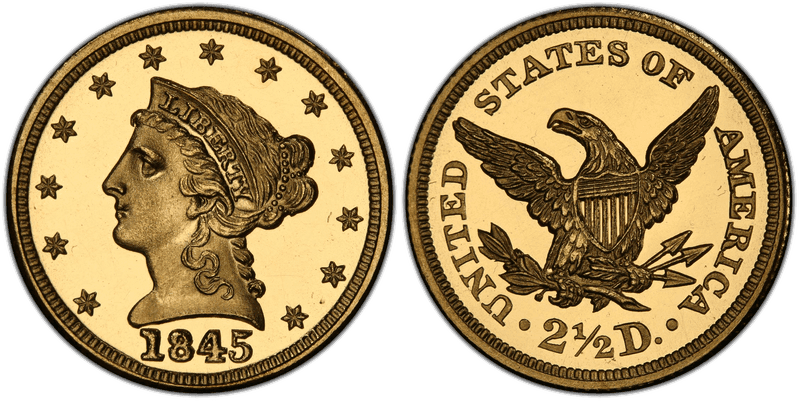 1845 Proof Liberty Head Quarter Eagle