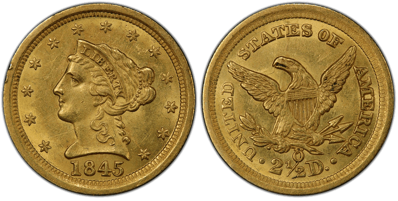 1845 (O) Liberty Head Quarter Eagle