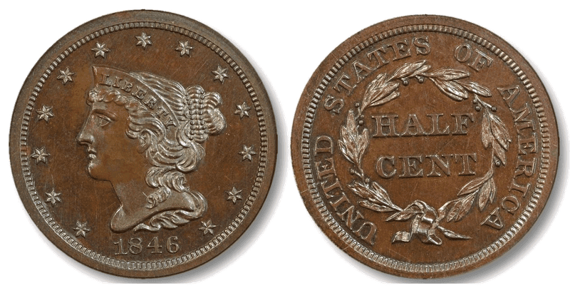 1846 Braided Hair Half Cent