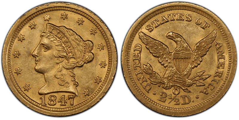 1847 (O) Liberty Head Quarter Eagle