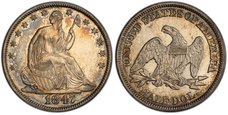 1847 Seated Liberty Half Dollar - 7/6
