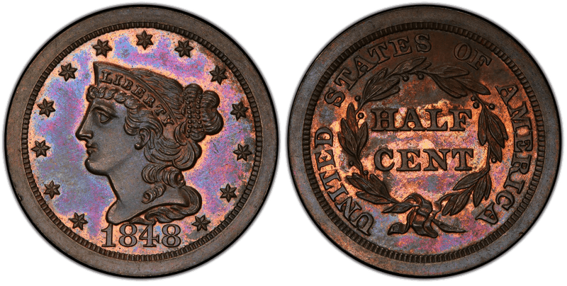 1848 Braided Hair Half Cent