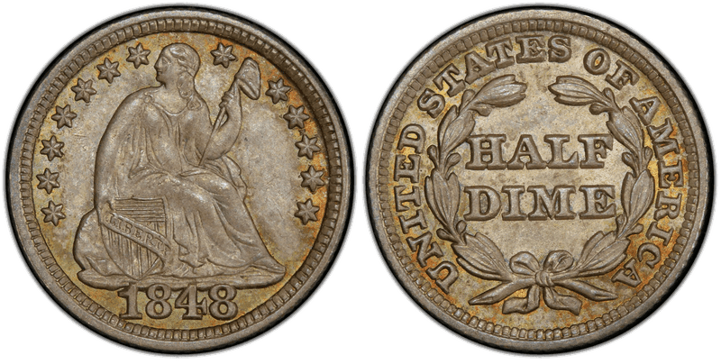 1848 Seated Liberty Half Dime - Large Date