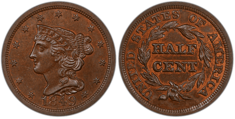 1849 Braided Hair Half Cent