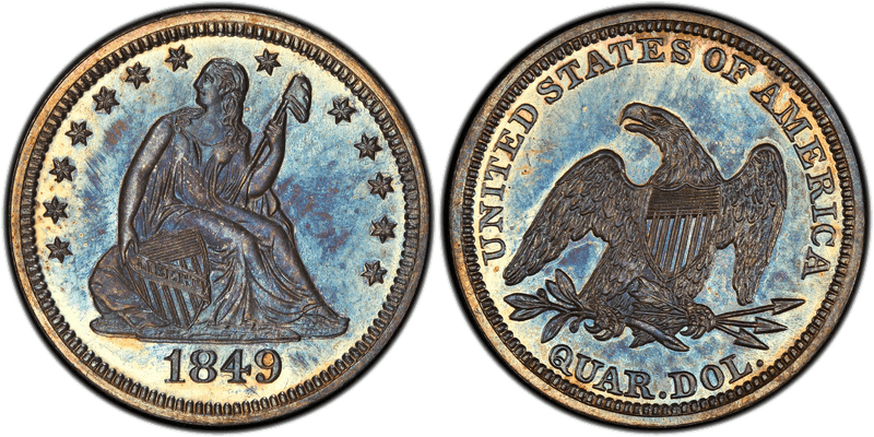 1849 Proof Seated Liberty Quarter