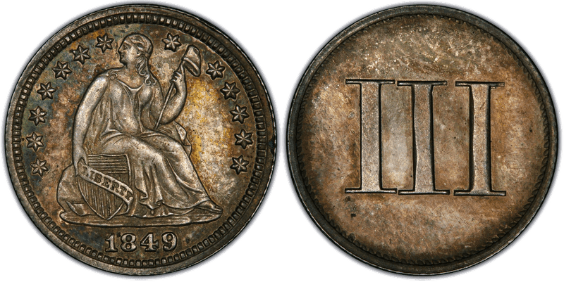 1849 Proof Three Cent Pattern - J-112a, Restrike