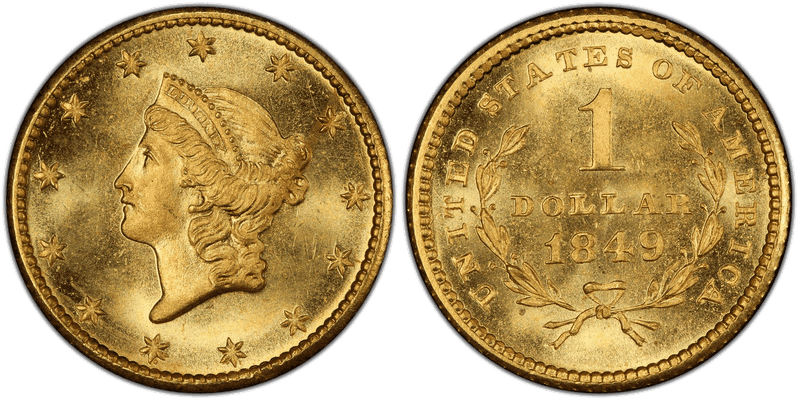 1849 Liberty Gold Dollar - No L