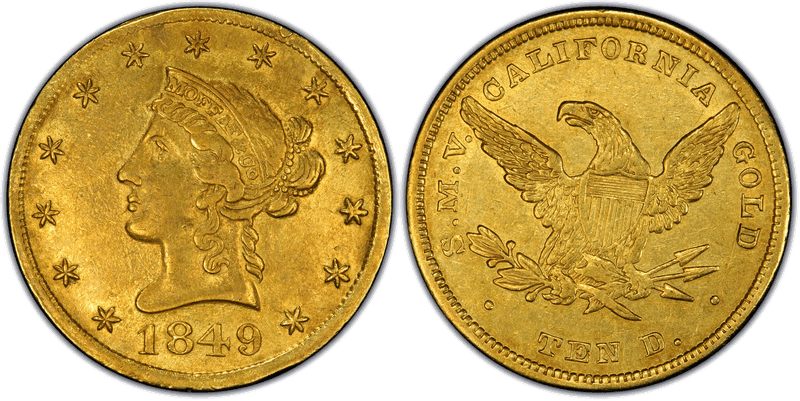 1849 Moffat & Co., TEN D. Gold Eagle