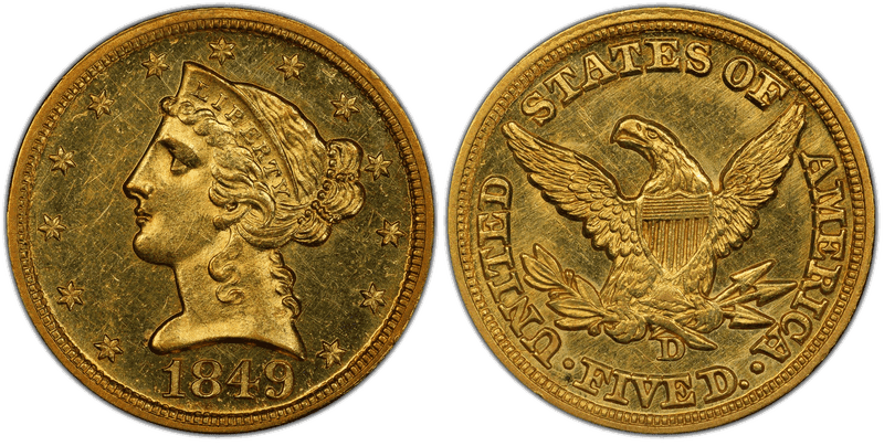 1849 (D) Liberty Head Half Eagle