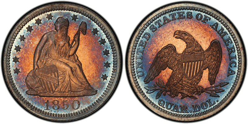 1850 Proof Seated Liberty Quarter
