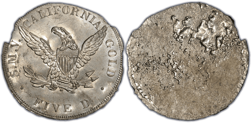 1850 Half Eagle Die Trial - K-3a, Dubosq & Co., White Metal, Reverse