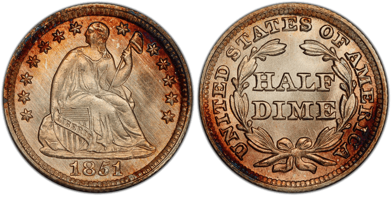 1851 Seated Liberty Half Dime
