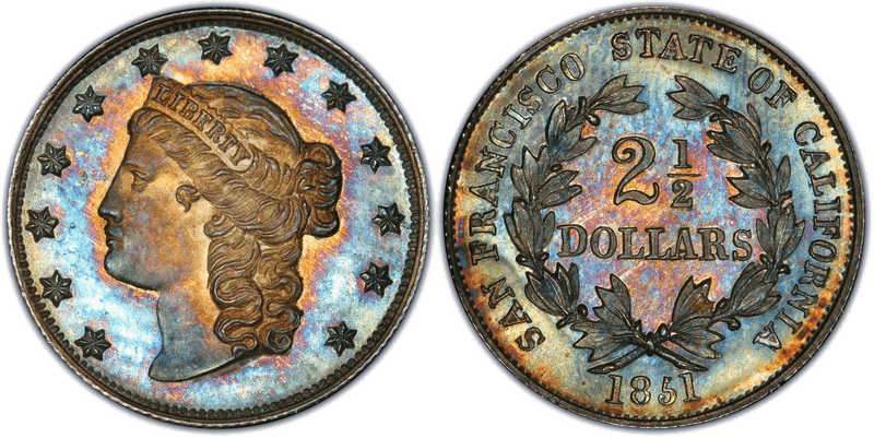 1851 State of California, K-1 Gold Quarter Eagle