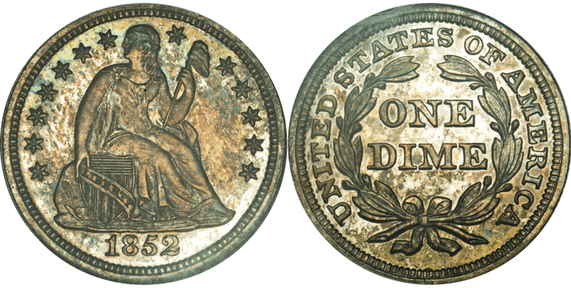 1852 Proof Seated Liberty Dime