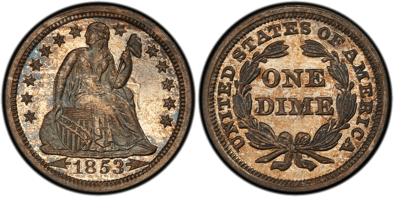 1853 Proof Seated Liberty Dime - Arrows