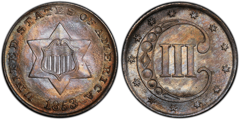 1853 Silver Three Cent Piece