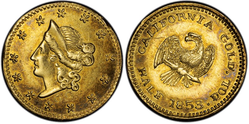 1853 Gold Half Dollar - BG-412, Eagle