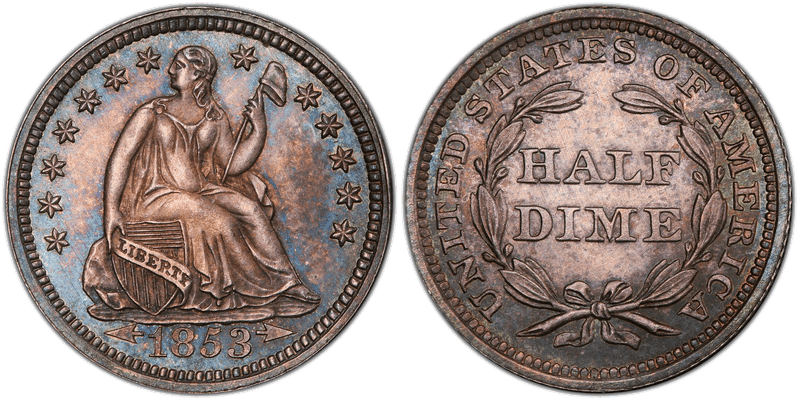 1853 Proof Seated Liberty Half Dime - Arrows