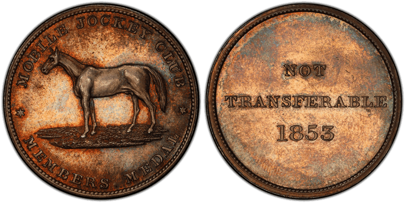 (1853) Silver Token Rulau Ala-4, Mobile Jockey Club